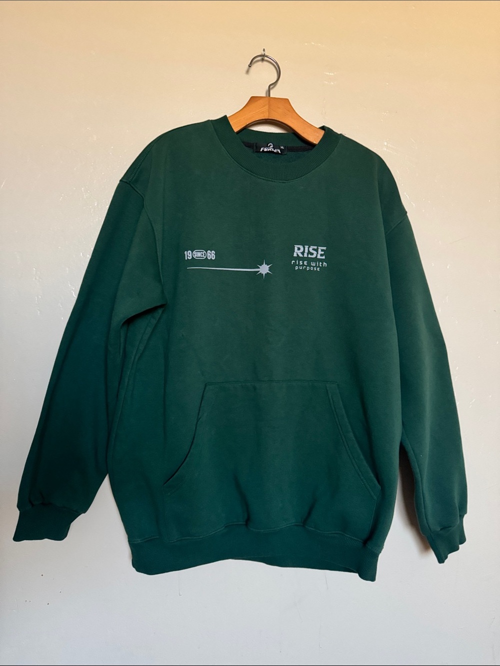 Rise Graphic Crewneck Sweater - Dark Green